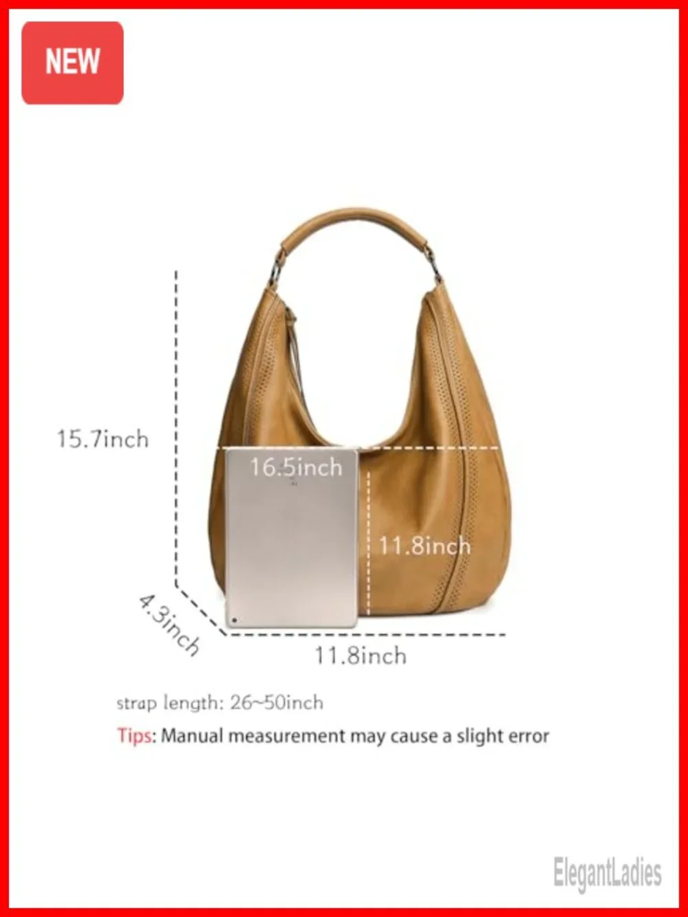 Soft Faux Leather Hobo Shoulder Bag Tote with Adjustable Crossbody Strap for